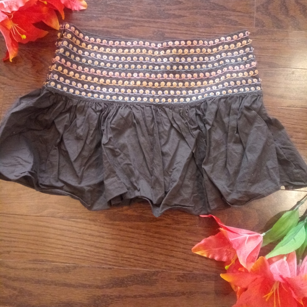 Embroided Old Navy Chocolate Mini Skirt